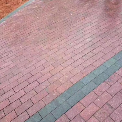 福壽紅石材火燒面地鋪板搭配青石 小規(guī)格長方形地鋪